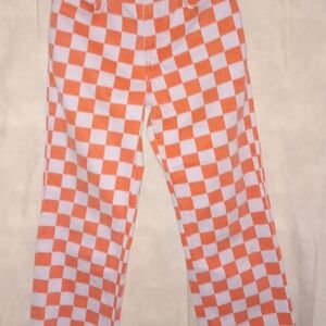 The Ragged Priest Kids Checkered Pajama Bottoms - Orange and White